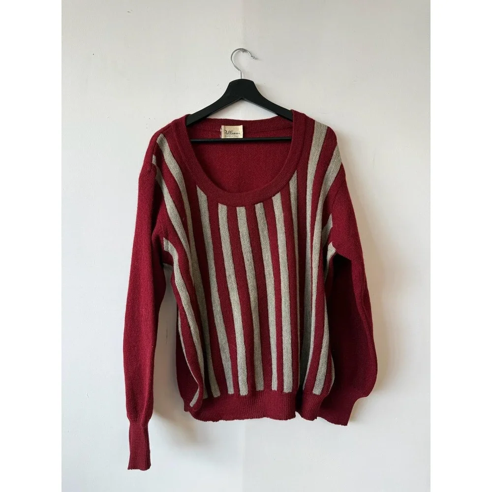 Vintage Pattinini Sweater Mens XL Wool Blend Retro Striped Made In Italy 70s 80s